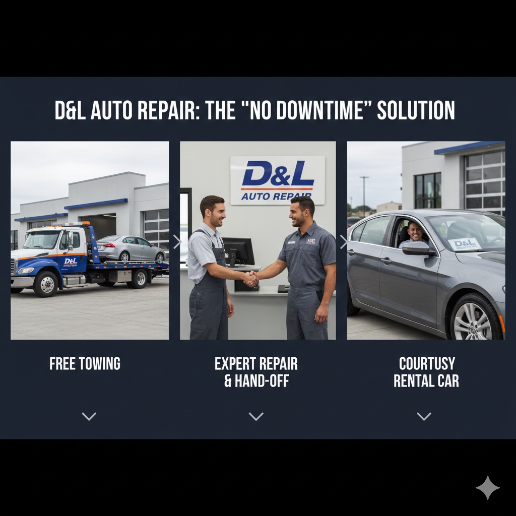 Seamless Auto A/C Repair experience with towing and rental car options at D & L