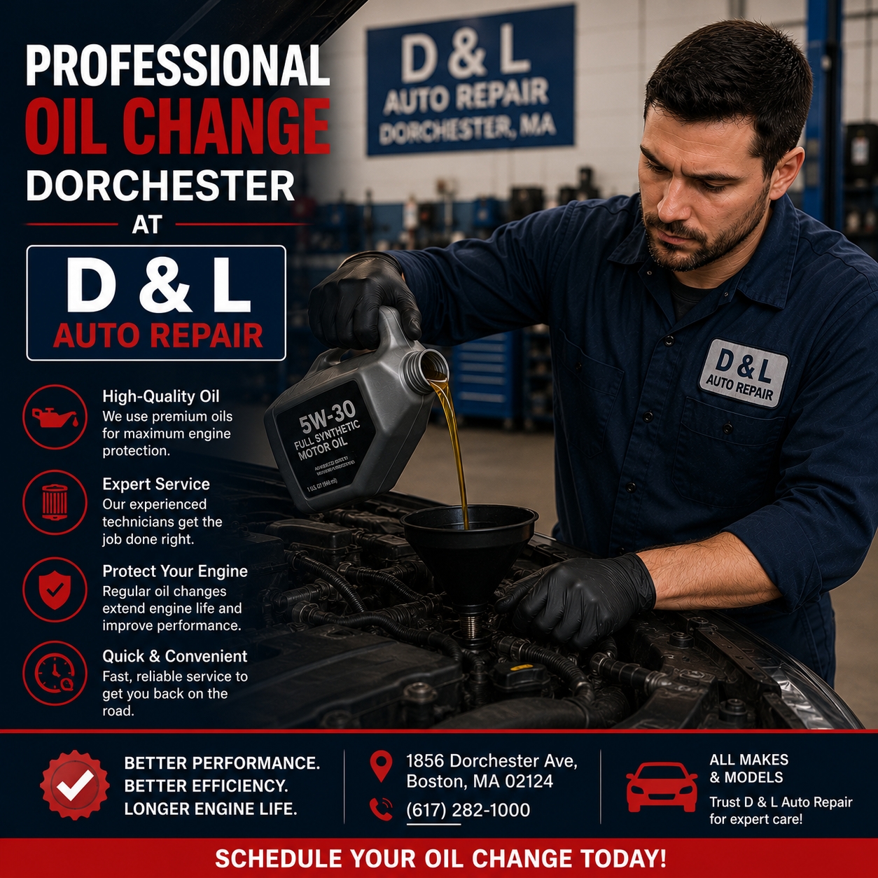 Professional Oil Change Dorchester at D & L Auto Repair
